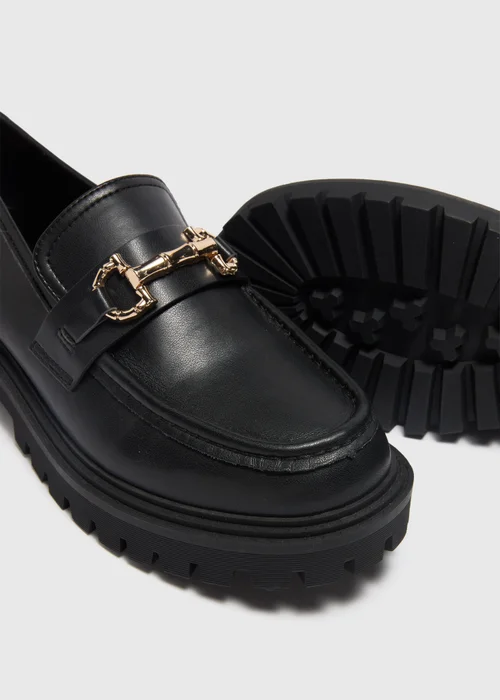 Black Chunky Bar Loafers - Size 3 Image 2