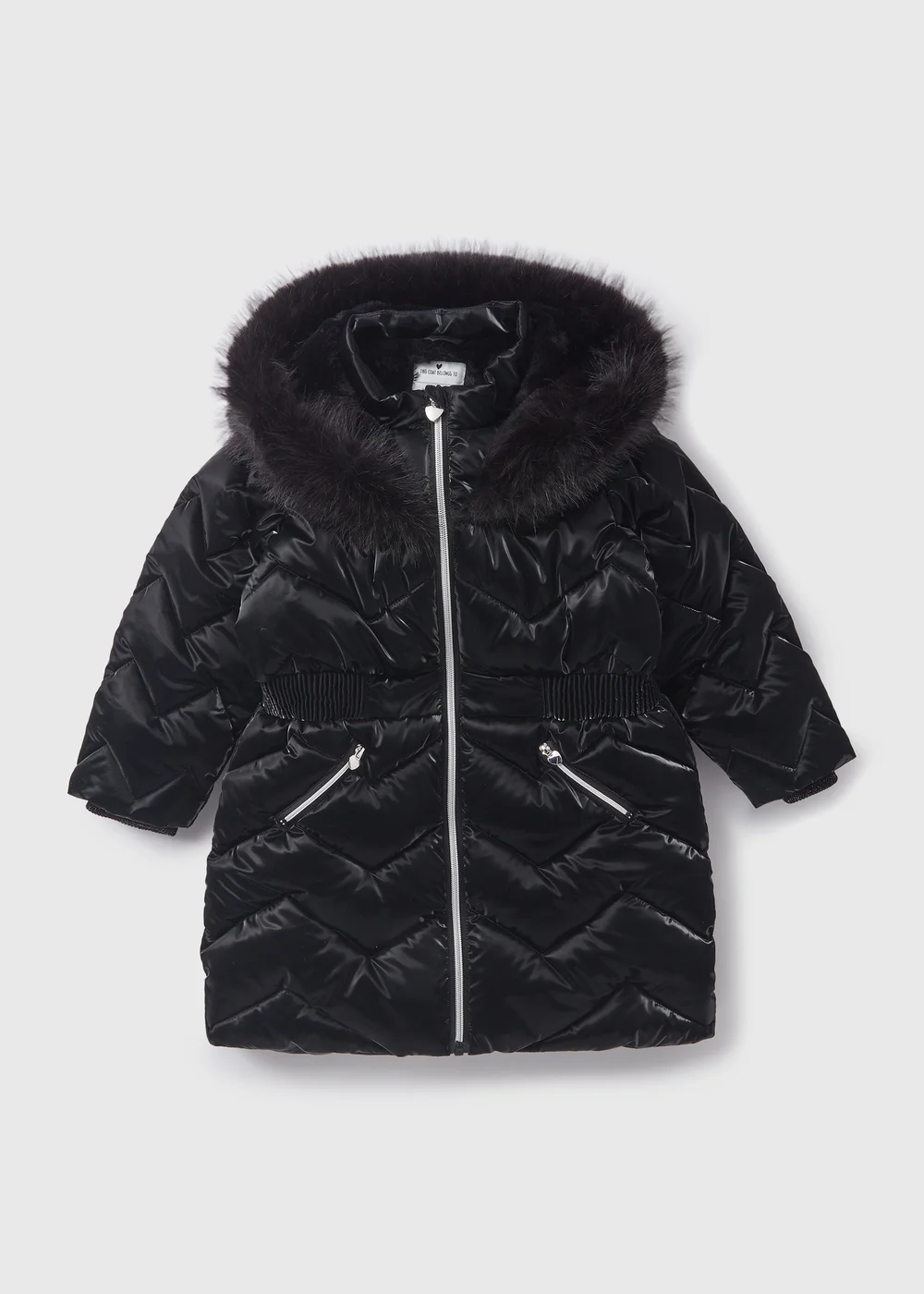 Girls Black Showerproof Quilted Coat (1-7yrs) - 1-1.5 Yrs Image 1