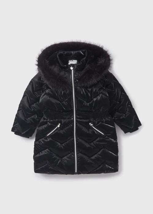 Girls Black Showerproof Quilted Coat (1-7yrs) - 1-1.5 Yrs Image 1