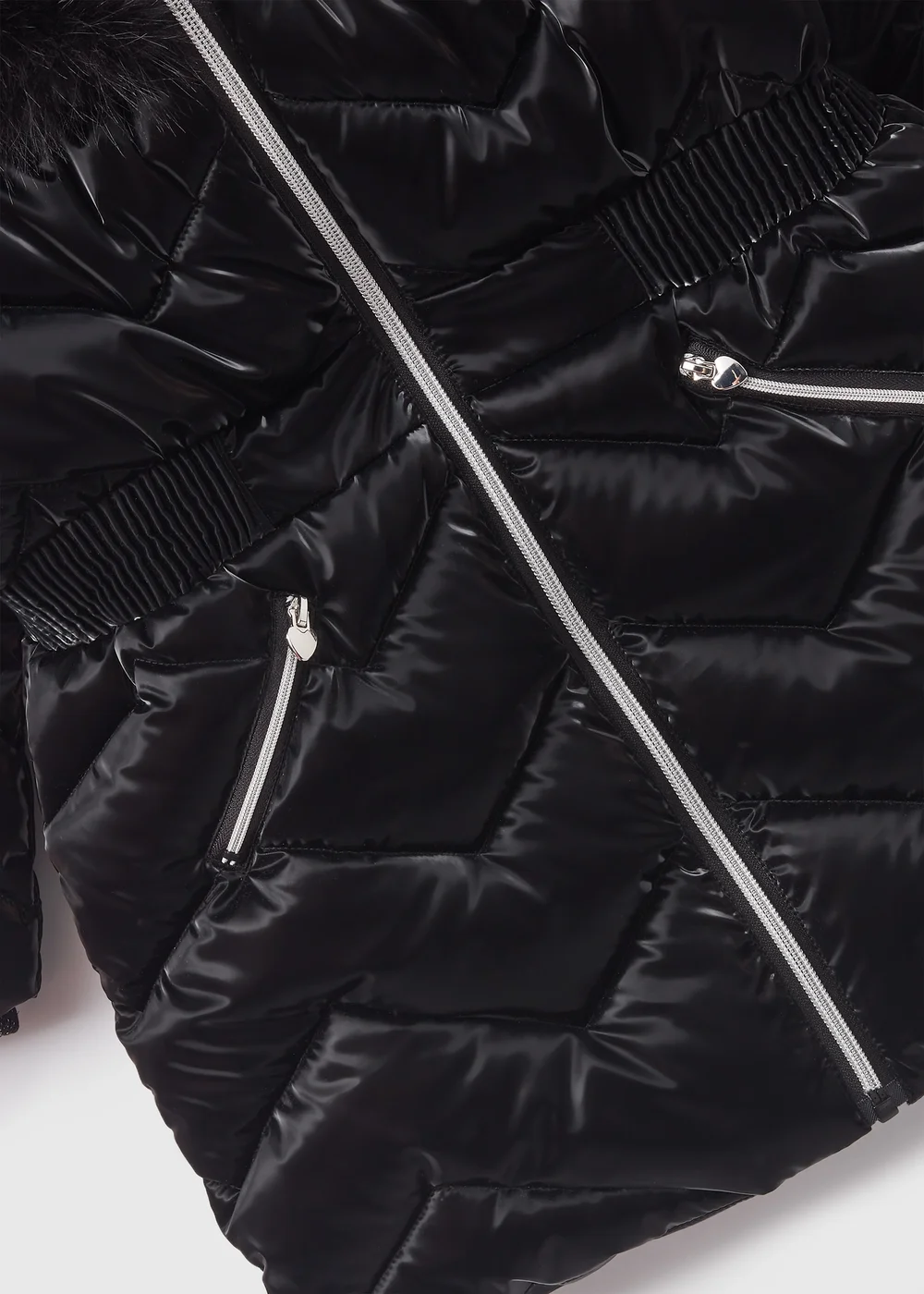 Girls Black Showerproof Quilted Coat (1-7yrs) - 1-1.5 Yrs Image 2