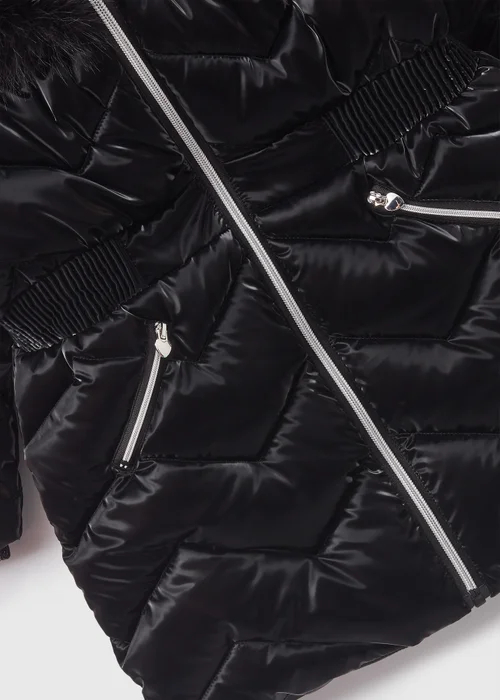 Girls Black Showerproof Quilted Coat (1-7yrs) - 1-1.5 Yrs Image 2