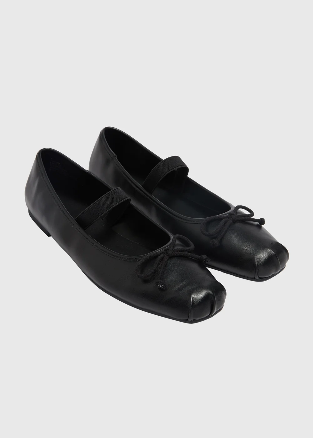 Black Square Toe Bow Ballet Flats - 3 Image 1