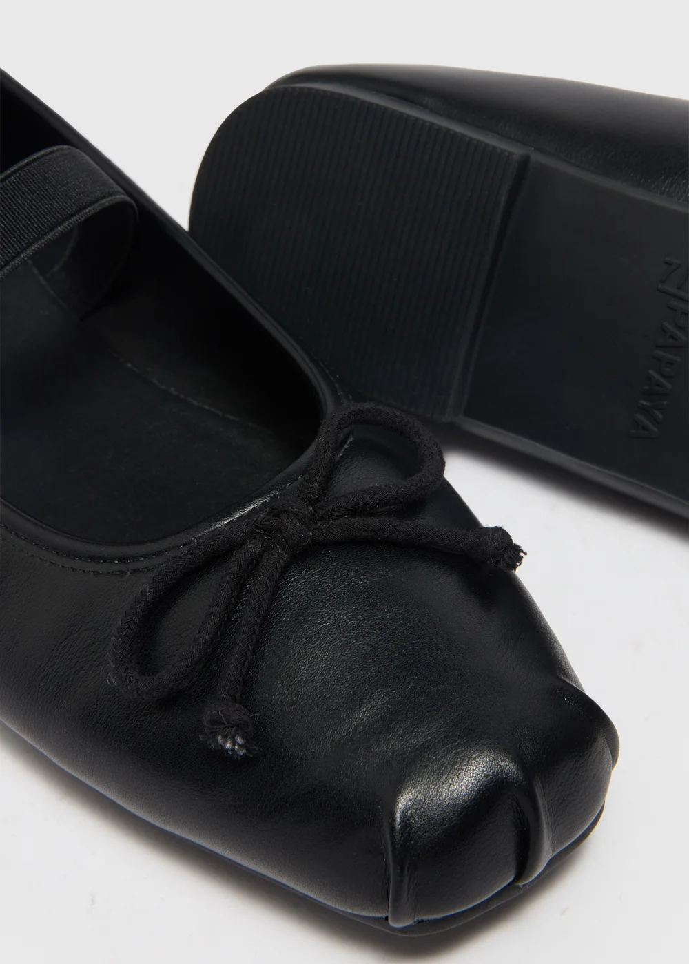 Black Square Toe Bow Ballet Flats - 3 Image 2