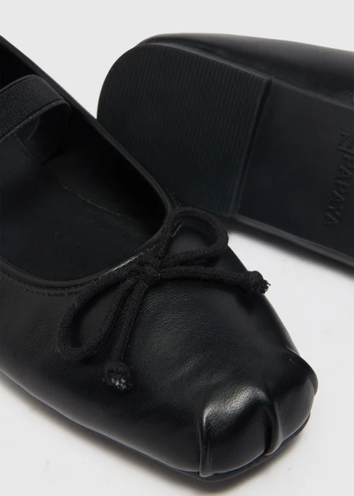 Black Square Toe Bow Ballet Flats - 3 Image 2
