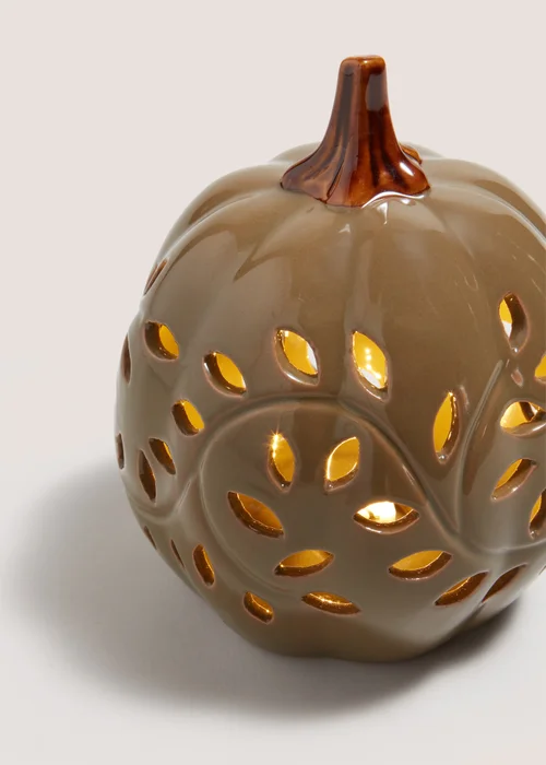 Green LED Cut Out Pumpkin Ornament Image 2