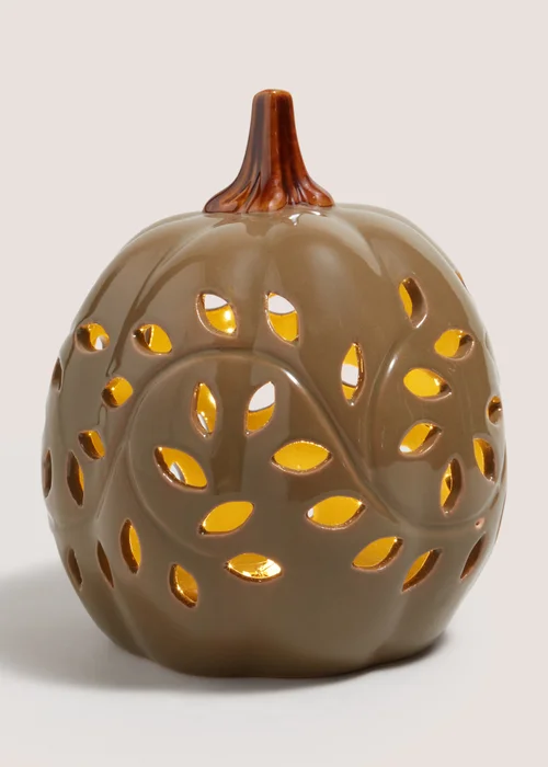 Green LED Cut Out Pumpkin Ornament Image 1