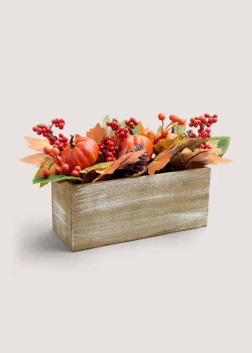 Orange Autumn Wooden Trough Image 1