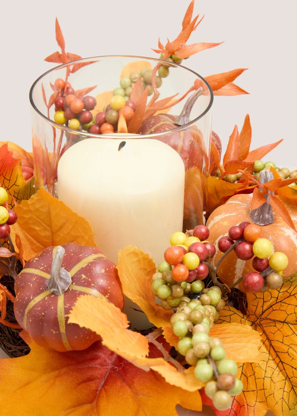 Orange Pumpkin Candle Wreath Image 2