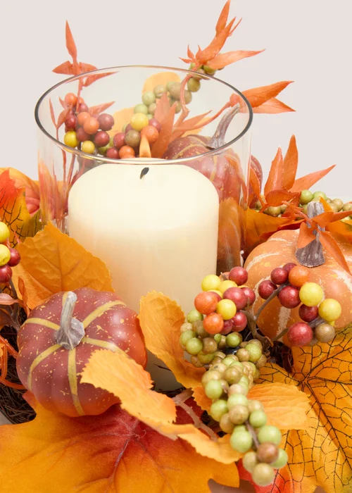 Orange Pumpkin Candle Wreath Image 2