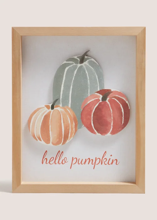 Orange Square Pumpkin Print Wall Art Image 1