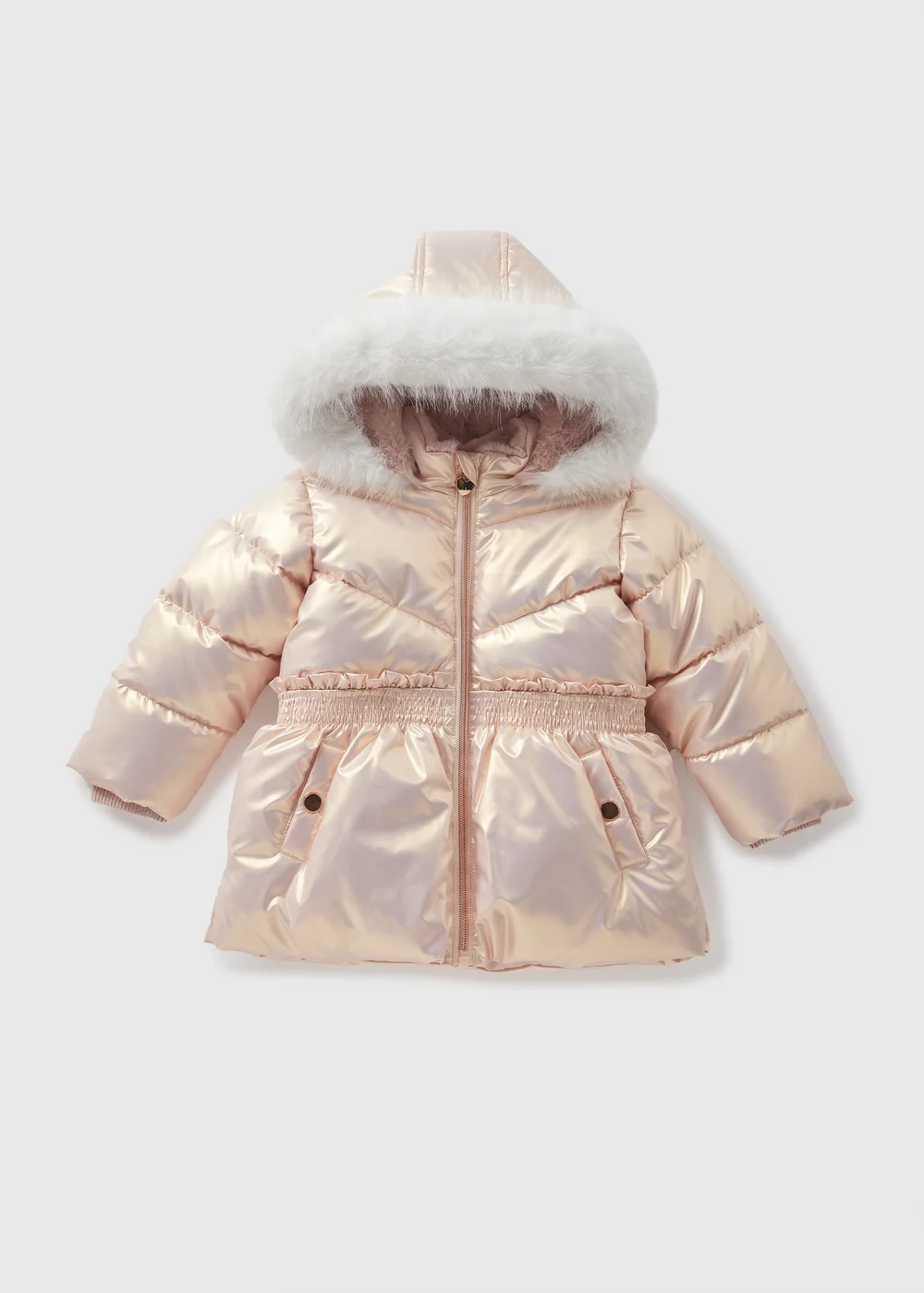 Girls Pink Iridescent Showerproof Coat (1-7yrs) - 1-1.5 Yrs Image 1