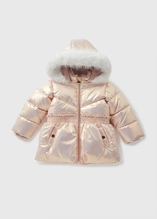 Girls Pink Iridescent Showerproof Coat (1-7yrs) - 1-1.5 Yrs Image 1