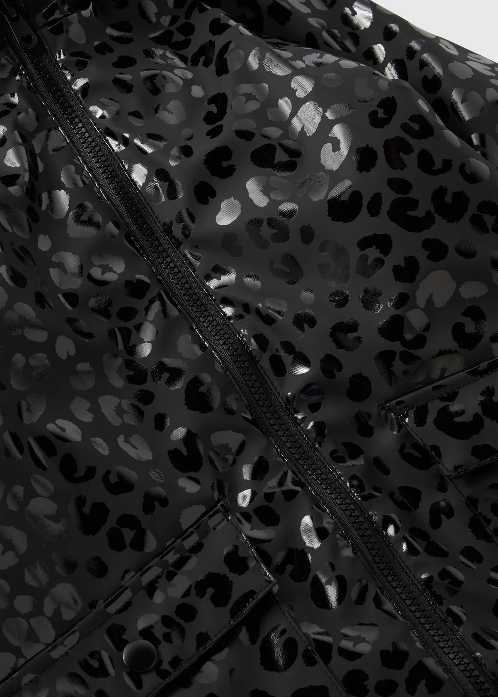 Girls Black Leopard Print Fur Lined Showerproof Mac (1-7yrs) - 1-1.5 Yrs Image 2