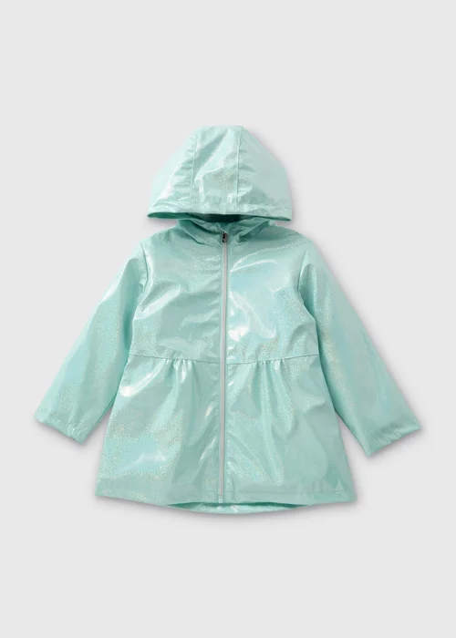 Girls Showerproof Blue Glitter Mac (1-7yrs) - 1-1.5 Yrs Image 1