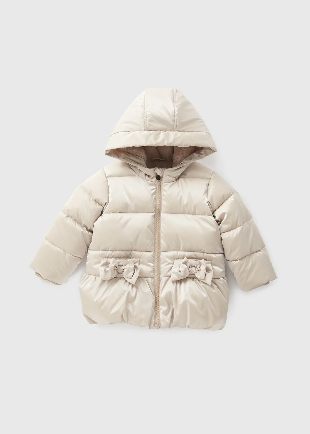 Girls Showerproof Gold Bow Padded Coat (1-7yrs) - 1-1.5 Yrs Image 1
