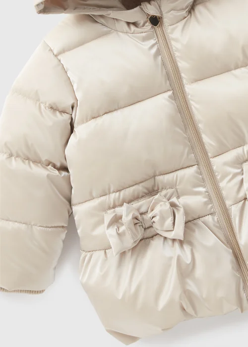 Girls Showerproof Gold Bow Padded Coat (1-7yrs) - 1-1.5 Yrs Image 2