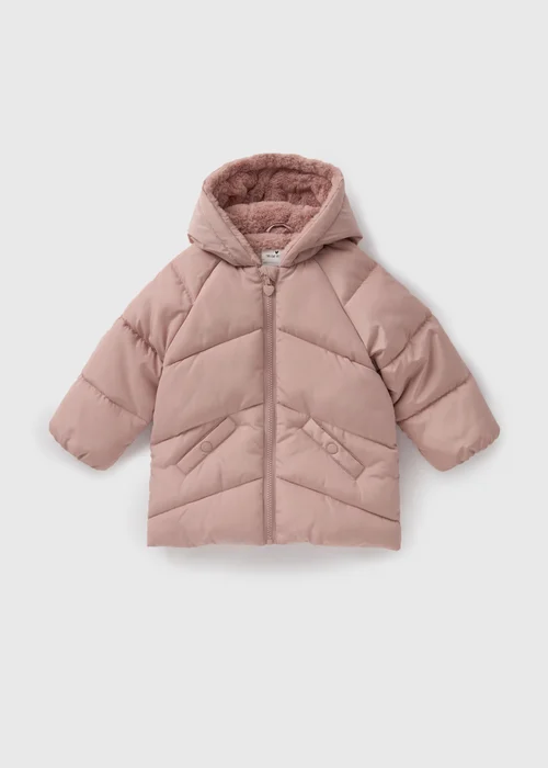 Girls Showerproof Pink Padded Coat (1-7yrs) - 1-1.5 Yrs Image 1