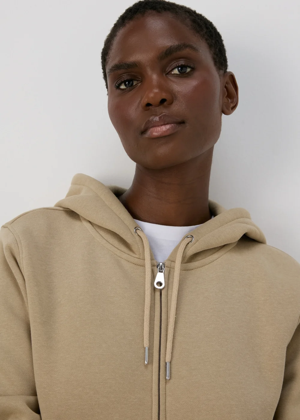 Beige Zip Up Hoodie - S Image 3