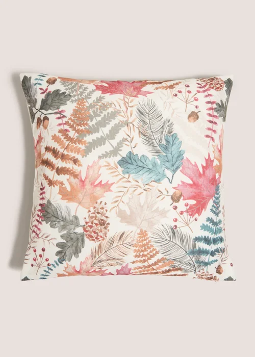 Cream Leaf Print Cushion Image 1