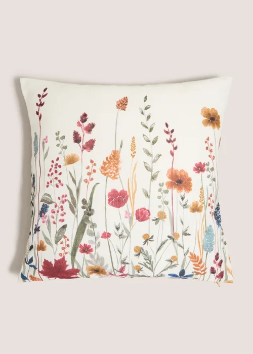 Cream Floral Print Cushion Image 1
