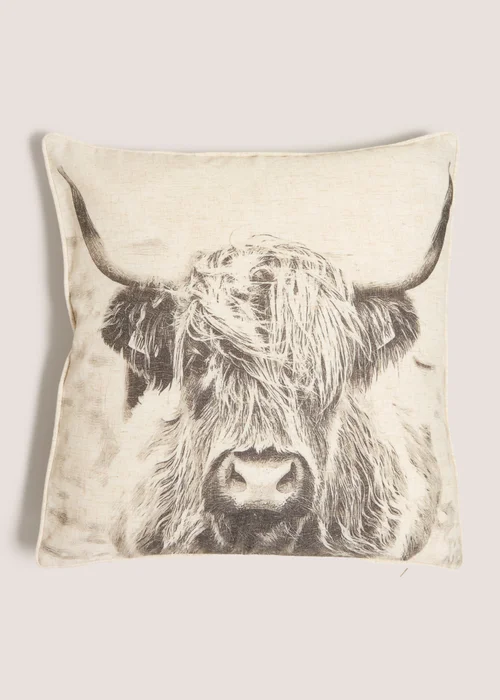 Cream Highland Cow Cushion Image 1