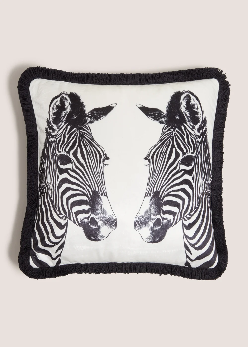 White Zebra Print Cushion Image 1