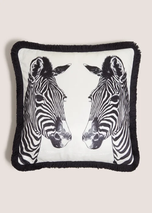White Zebra Print Cushion Image 1