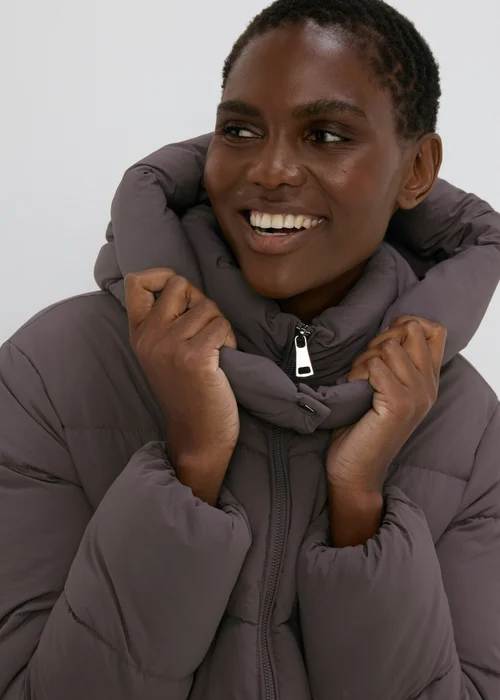 Grey Mid Padded Coat - 8 Image 3
