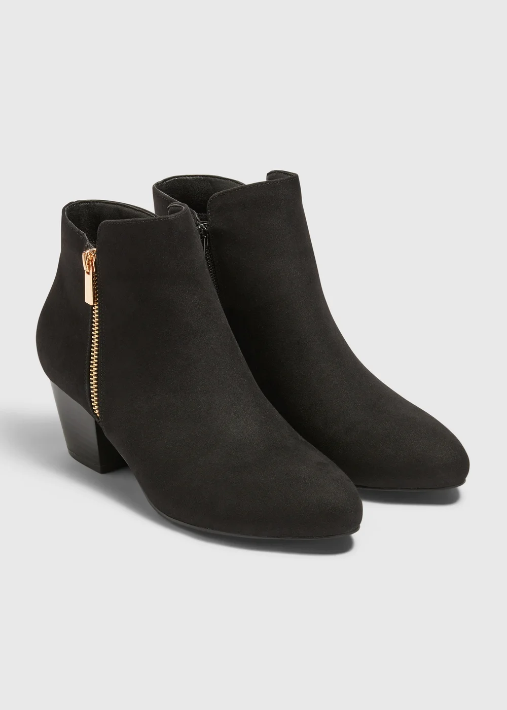 Black Side Zip Heeled Boots - Size 3 Image 1