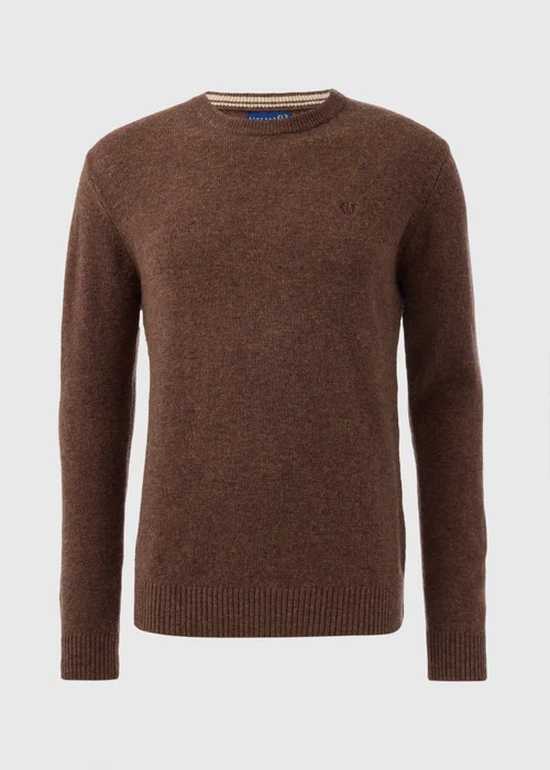 Lincoln Brown Lambswool Crew Neck Jumper - S Image 3
