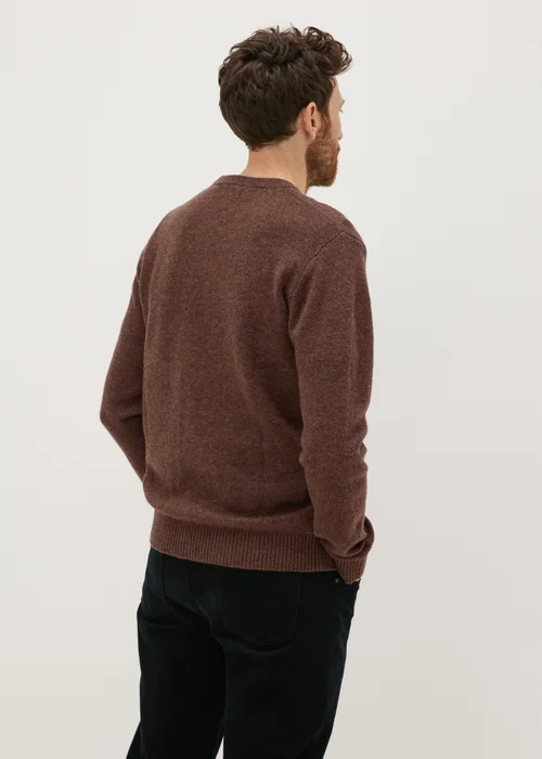 Lincoln Brown Lambswool Crew Neck Jumper - S Image 2
