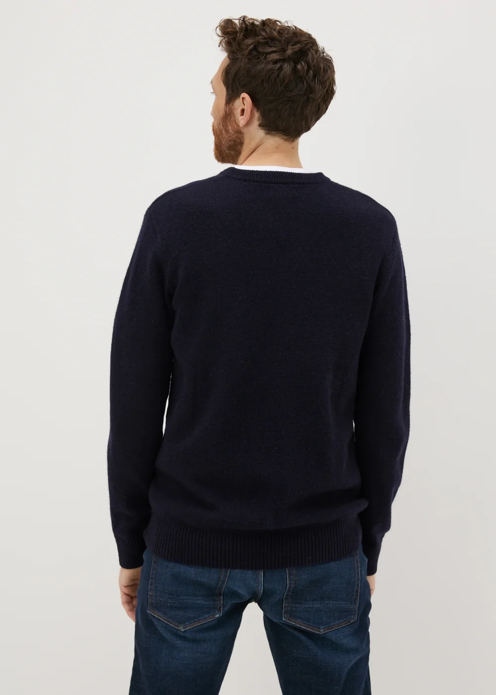 Lincoln Navy Lambswool Crew Neck Jumper - S Image 2