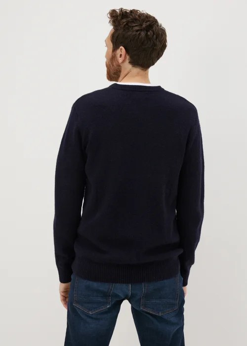 Lincoln Navy Lambswool Crew Neck Jumper - S Image 2