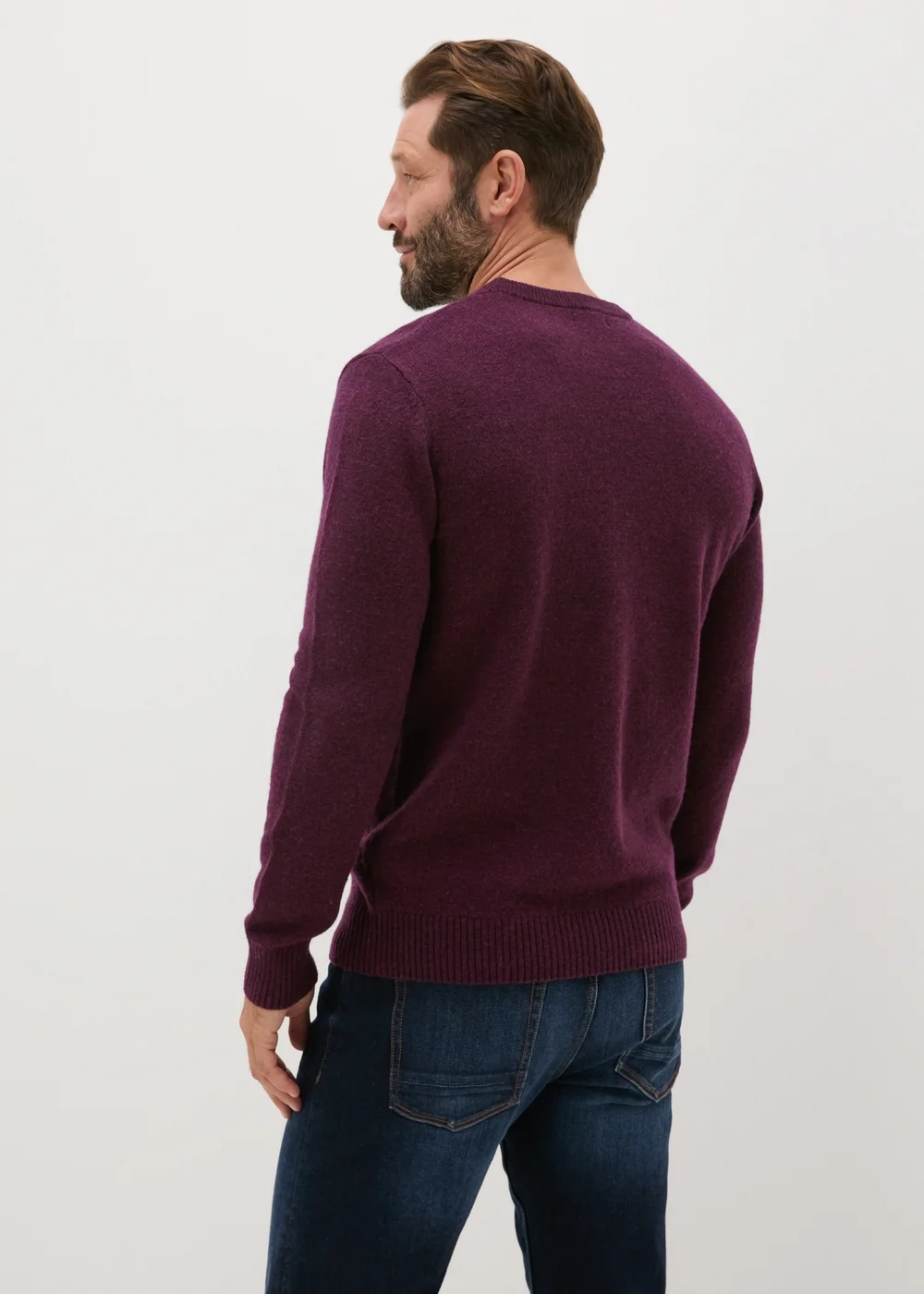 Lincoln Burgundy Lambswool Crew Neck Jumper - Small Image 2