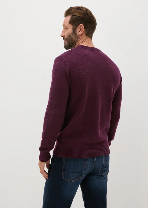 Lincoln Burgundy Lambswool Crew Neck Jumper - Small Image 2