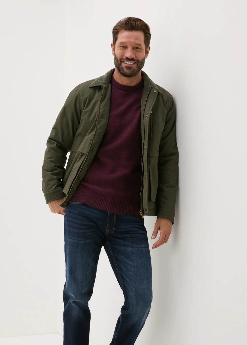 Lincoln Burgundy Lambswool Crew Neck Jumper - Small Image 3