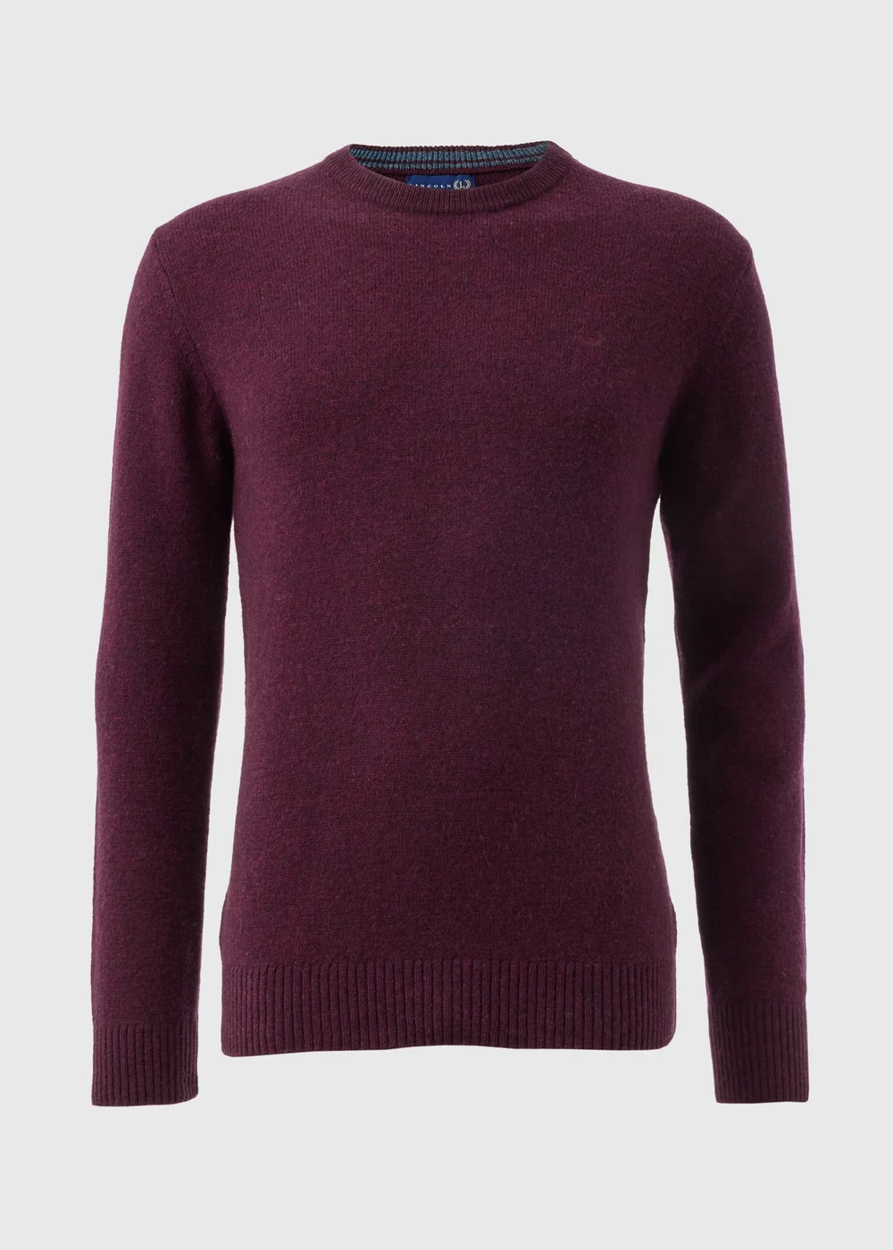 Lincoln Burgundy Lambswool Crew Neck Jumper - Small Image 4
