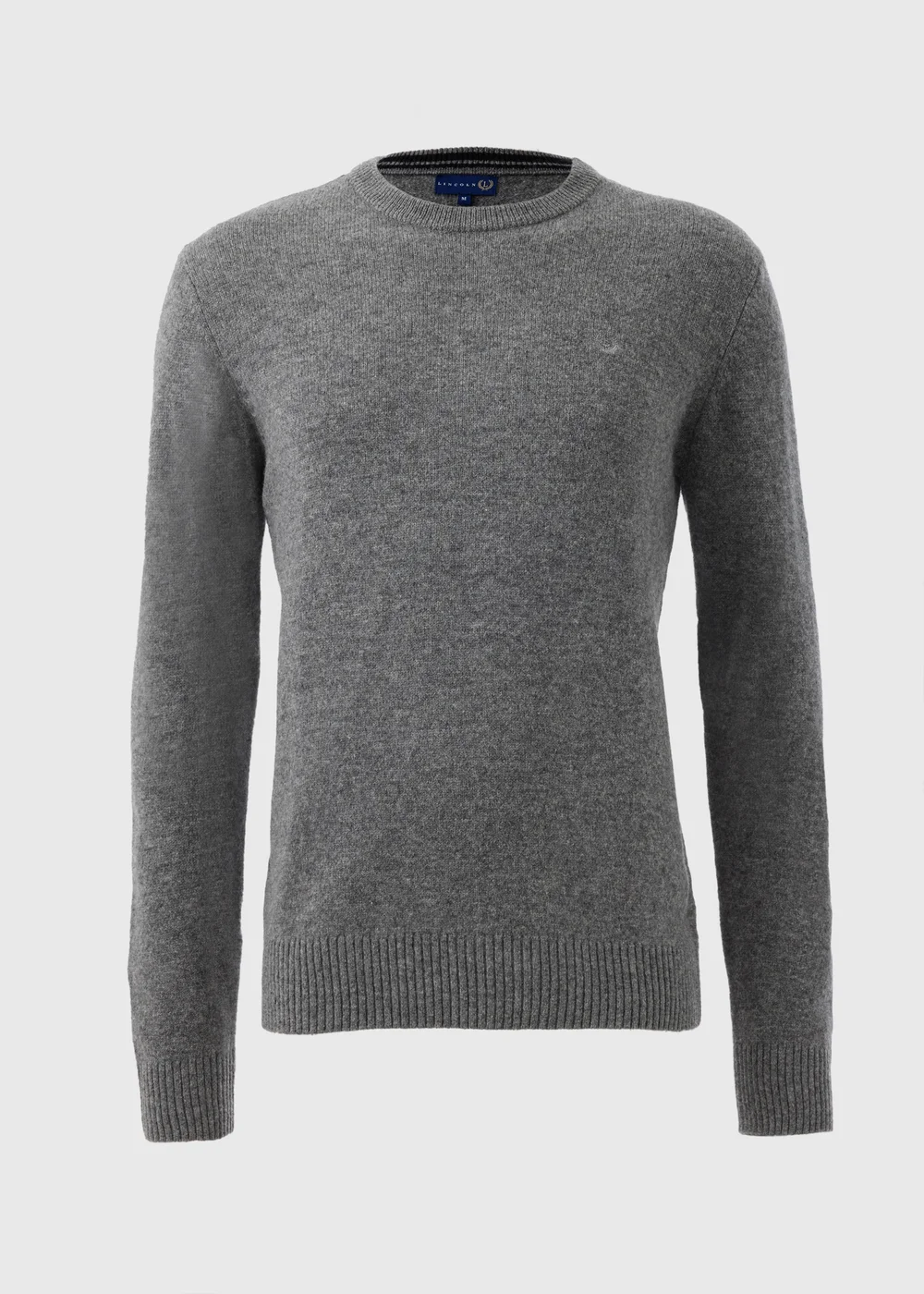 Lincoln Grey Lambswool Crew Neck Jumper - S Image 4