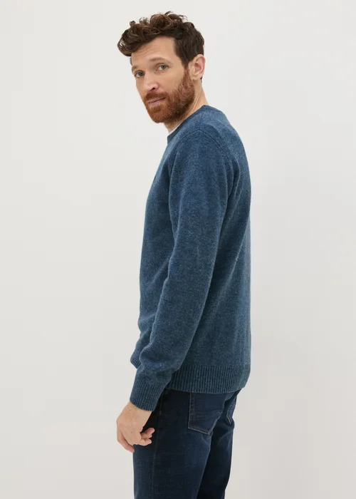 Lincoln Blue Lambswool Crew Neck Jumper - S Image 2