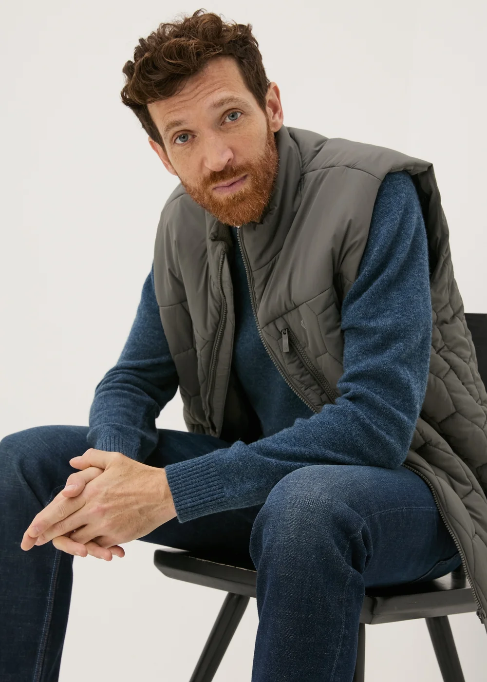 Lincoln Blue Lambswool Crew Neck Jumper - S Image 3