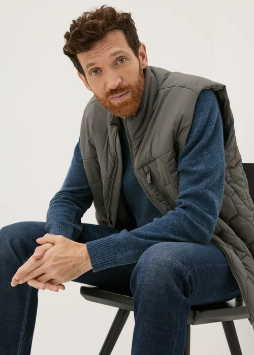 Lincoln Blue Lambswool Crew Neck Jumper - S Image 3