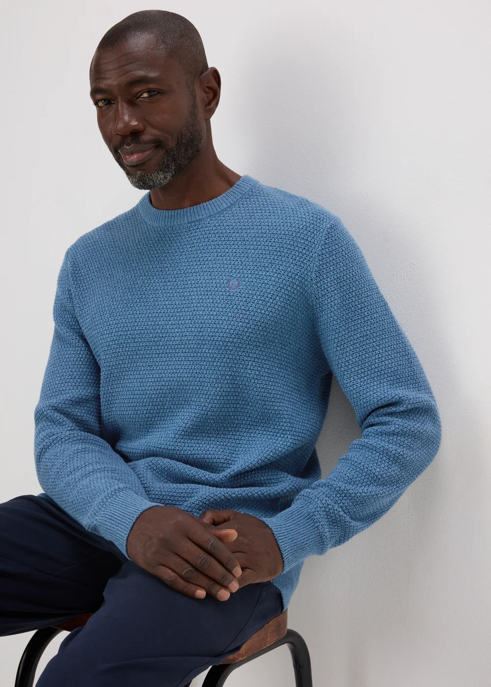 Lincoln Blue Crew Neck Knit Jumper - S Image 1