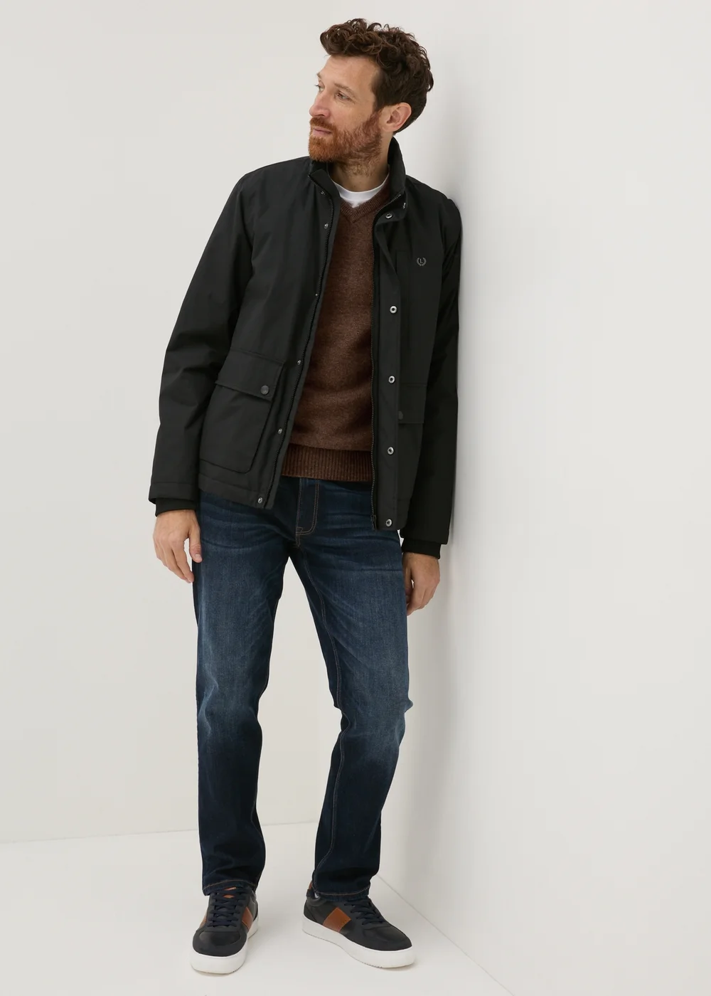 Lincoln Brown Lambswool V Neck Jumper - S Image 3