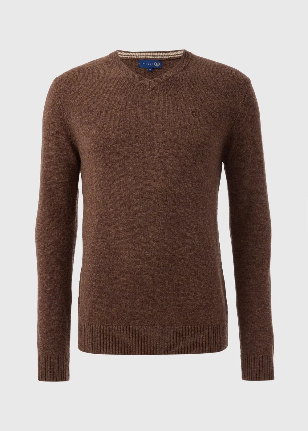 Lincoln Brown Lambswool V Neck Jumper - S Image 4