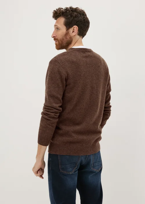Lincoln Brown Lambswool V Neck Jumper - S Image 2