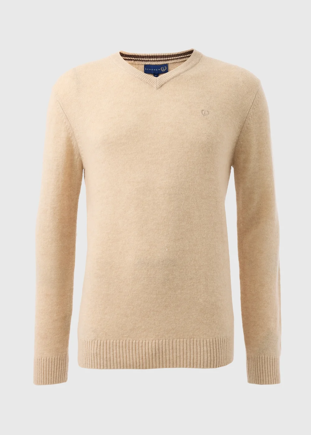 Lincoln Ecru Lambswool V Neck Jumper - S Image 4