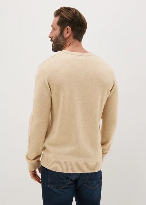 Lincoln Ecru Lambswool V Neck Jumper - S Image 2