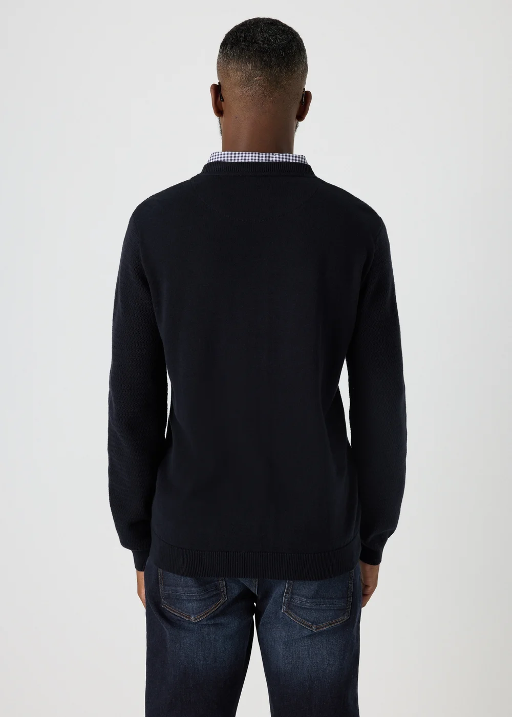 Lincoln Navy Knit Mock Jumper - S Image 2