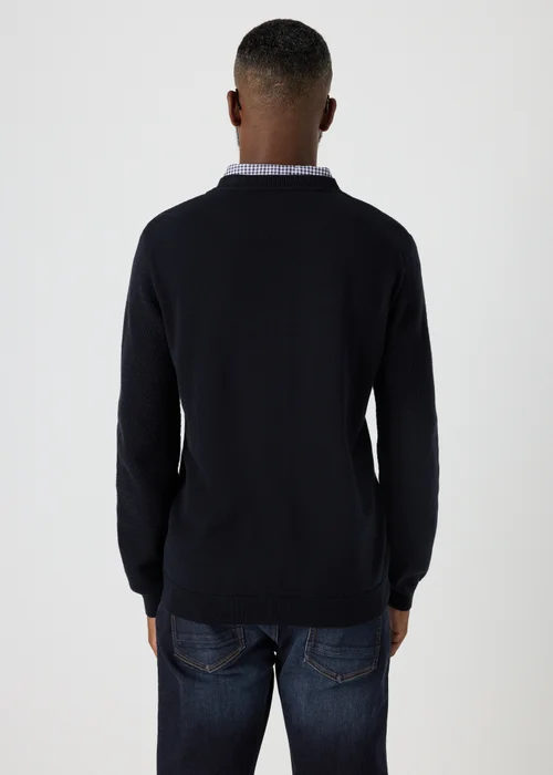 Lincoln Navy Knit Mock Jumper - S Image 2