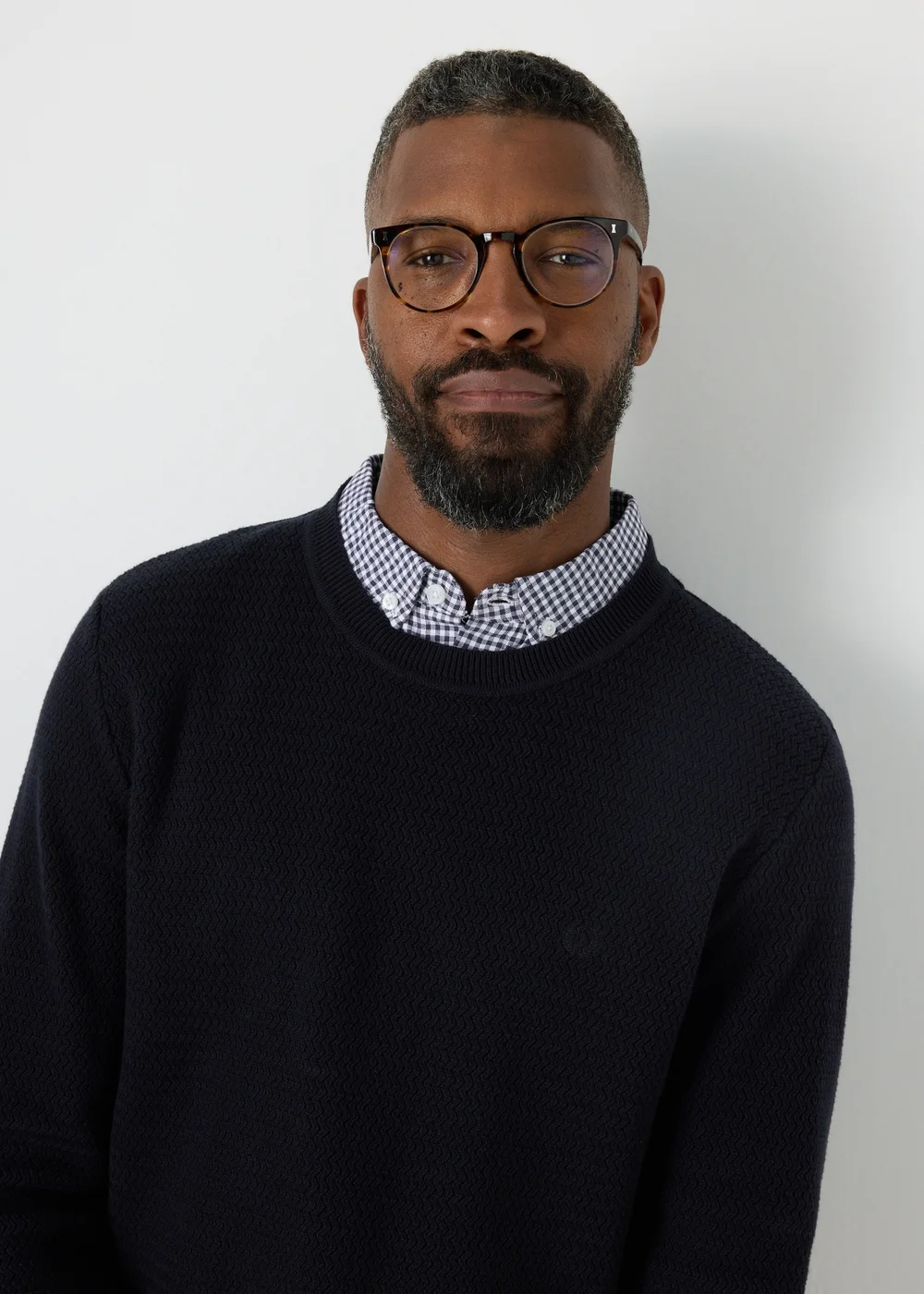Lincoln Navy Knit Mock Jumper - S Image 3